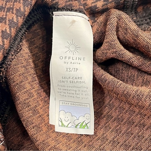 OFFLINE by AERIE Mini Brown and Black Houndstooth Drawchord Leggings Size XS - Picture 9 of 12